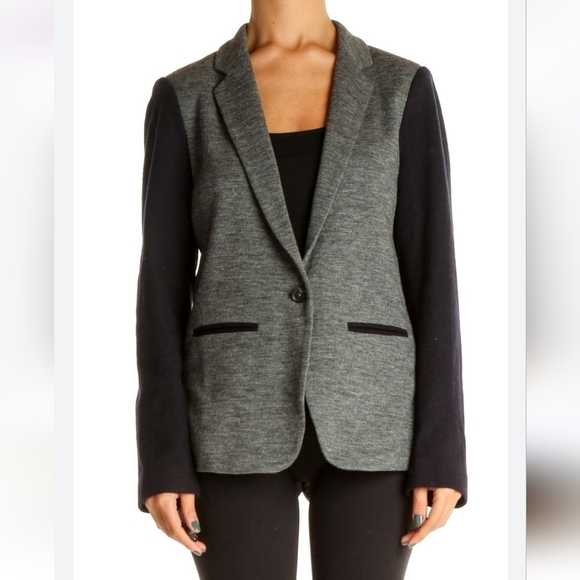 J. Crew Jackets & Blazers - J.Crew Schoolboy Blazer 4 Colorblock Gray Navy Wool Cotton Blend